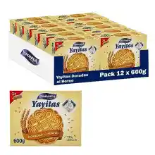 Pack de 12x Galletas Doradas al Horno con 73% de Cereales 600 g, Fontaneda Yayitas