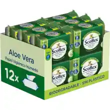 Pack de 12x66 Papel Higiénico Húmedo Scottex Aloe Vera (792 toallitas)