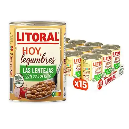 Pack de 15 Lentejas con Sofrito Litoral (425g cada unidad) sin gluten