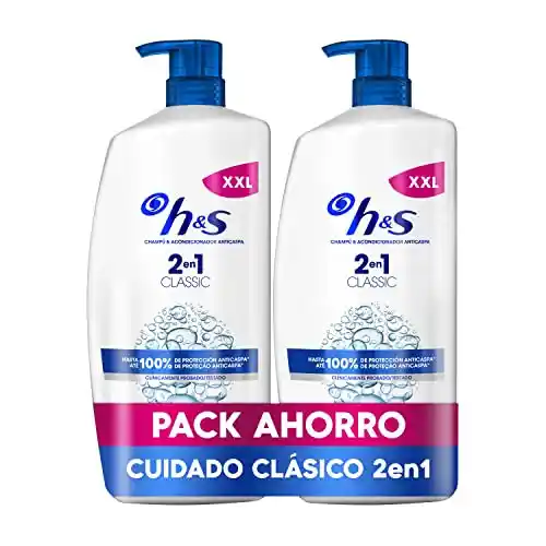 Pack de 2 champús H&S Classic anticaspa de 1 litro