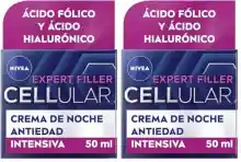 Pack de 2 cremas de noche Nivea Cellular Expert Filler (50 ml) con ácido hialurónico