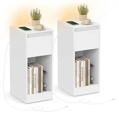 Pack de 2 mesitas de noche VASAGLE Kailyn con iluminación LED y puertos USB