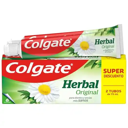Pack de 2 pastas de dientes Colgate Herbal con flúor y hierbas naturales (2x75 ml)