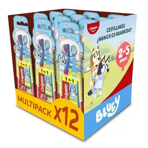 Pack de 24 cepillos de dientes Colgate Bluey para niños (2-5 años) con cabezal pequeño
