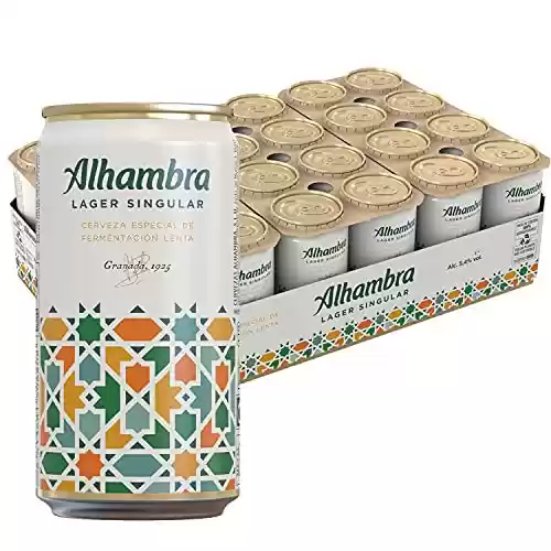 Pack de 24 Latas x 25cl Alhambra Lager Singular Cerveza Refrescante Dorada