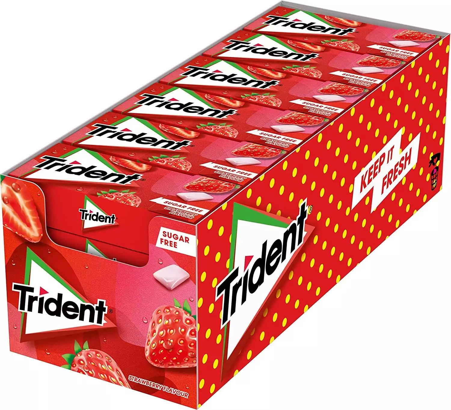 Pack de 24x cajetillas de chicles Trident Fresh sabor a fresa