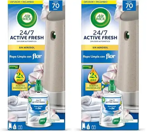 Pack de 2x Air Wick Active Fresh Spray Automático difusor + recambio