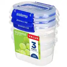 Pack de 3 recipientes Sistema Klip It Plus (400 ml) herméticos y apilables