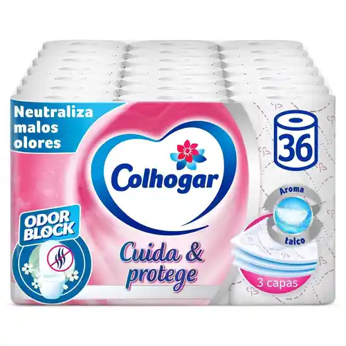 Pack de 36 Rollos de Papel Higiénico Colhogar Protect Cuida&Protege (3 capas)