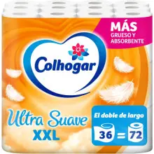 Pack de 36 rollos de papel higiénico Colhogar Suave XXL