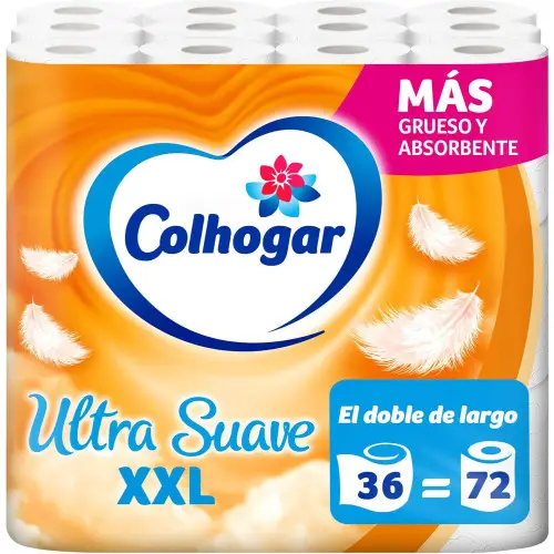 Pack de 36 rollos de papel higiénico Colhogar Suave XXL
