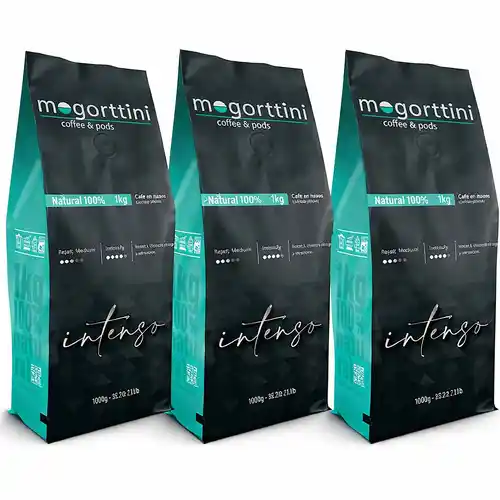 Pack de 3kg de café natural en grano Mogorttini Intenso Espresso