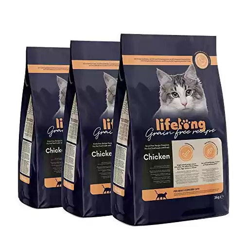 Pack de 3x3kg Alimento seco para gatos adultos esterilizados con pollo fresco, Lifelong