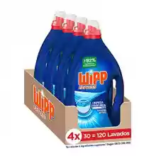 Pack de 4 botellas de Wipp Express Limpieza Profunda Plus Frescor Activo Detergente para Ropa,  Total 120 lavados