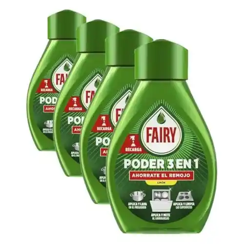 Pack de 4 Fairy Limón Spray Antigrasa Recambio 500ml