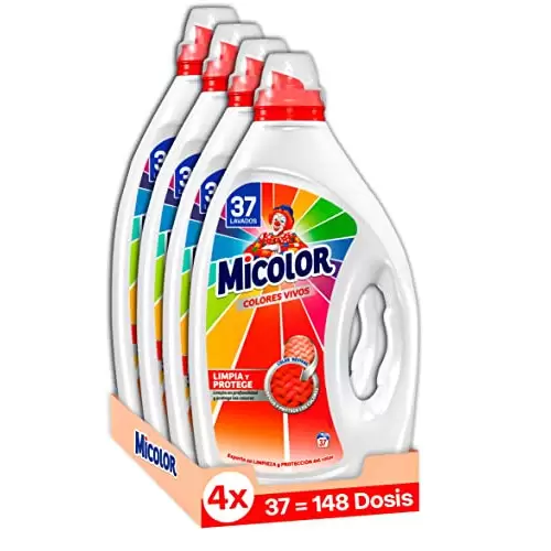 Pack de 4 Micolor Gel Colores Vivos, detergente líquido para lavadora