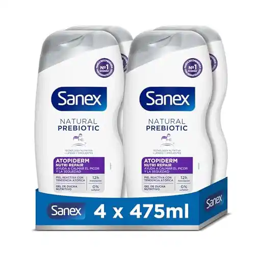 Pack de 4 Unidades Sanex Natural Prebiotic Atopiderm Gel de Ducha