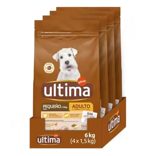 Pack de 4 x 1.5 kg Pienso para Perros Mini con Pollo Ultima  - Total: 6 kg