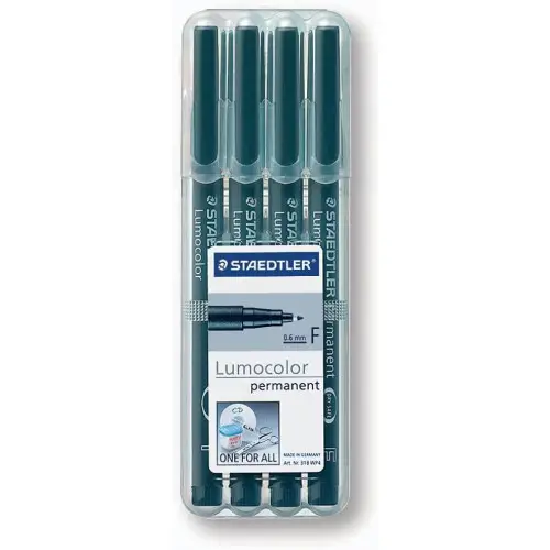 Pack de 4x rotuladores permanentes de punta fina STAEDTLER Lumocolor 318