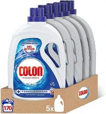 Pack de 5 botellas de detergente líquido Colon Gel Activo (170 lavados)