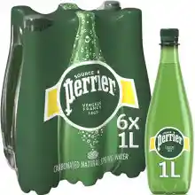 Pack de 6 botellas de 1L de agua mineral con gas Perrier