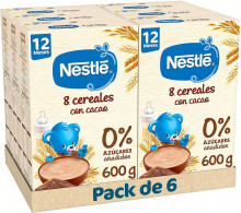 Pack de 6 papillas Nestlé 8 Cereales con cacao (total 3,6kg)