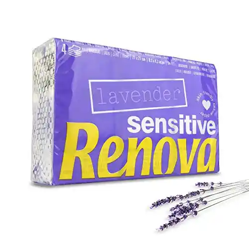 Pack de 6 paquetes de pañuelos de bolsillo RENOVA Sensitive 4 capas Lavanda