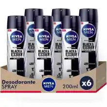 Pack de 6x NIVEA Black & White Invisible Original Spray Desodorante