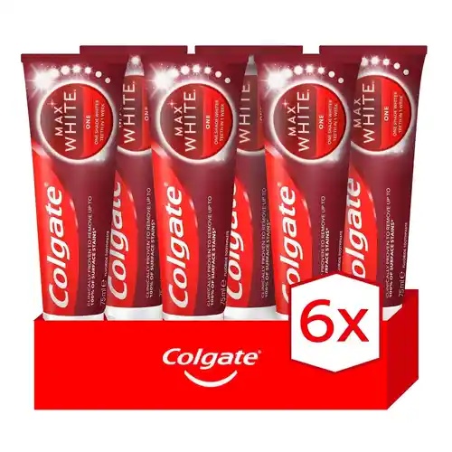 Pack de 6x Pasta de dientes blanqueadora Colgate Max White One 75ml