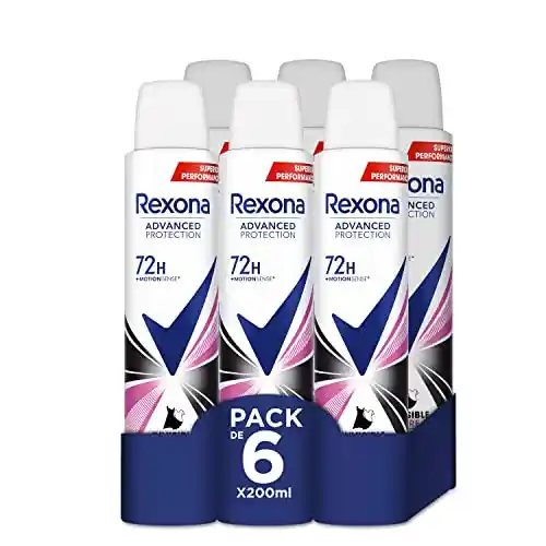 Pack de 6x Rexona Desodorante Advance Protection Invisible Pure 72 h para mujer