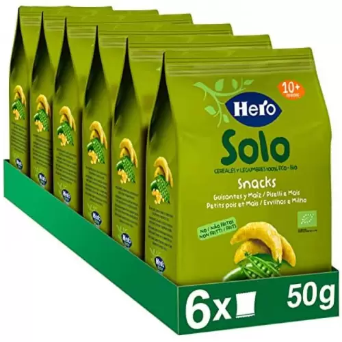 Pack de 6x Snacks de Guisantes y Maíz Ecológicos Hero Baby