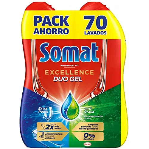 Pack de 70 Lavados Somat Excellence Gel Desengrasante Lavavajillas