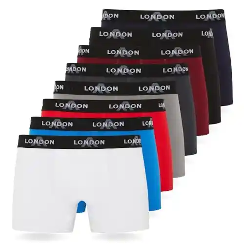 Pack de 8 bóxers FM London para hombre, suaves y elásticos
