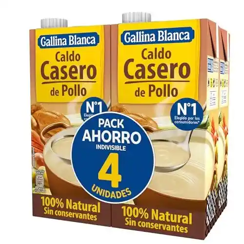 Pack de 8 caldos de pollo Gallina Blanca (1 L) con ingredientes naturales