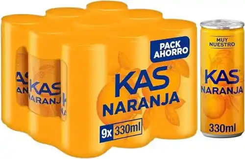 Pack de 9 latas de 330 m de Kas naranja