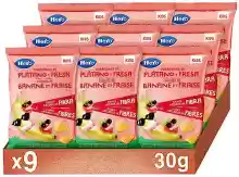 Pack de 9x30gr Hero Snacks de Fresa y Plátano con forma de Corazones Sin aditivos ni aceite de palma