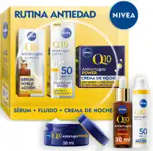 Pack NIVEA Q10 Antiedad y Antiglicación - Sérum + Crema Hidratante SPF50 + Crema de Noche 50m