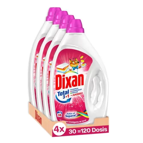 Pack x4 Detergente liquido Dixan Gel Adiós Al Separar (120 dosis)