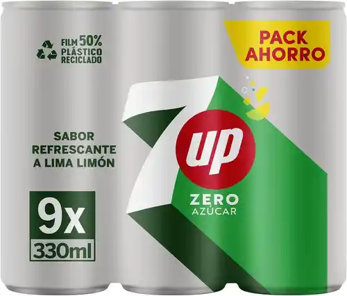 Pack x9 Latas 7Up Zero Refresco Lima Limón