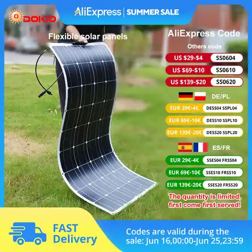 Panel solar flexible impermeable 100W