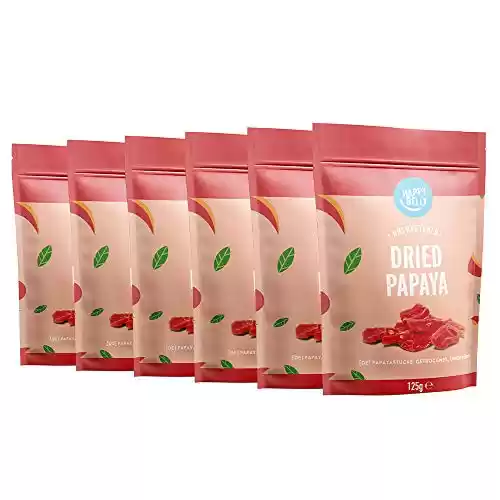 Papaya deshidratada no azucarada, 6 x 125g, Happy Belly