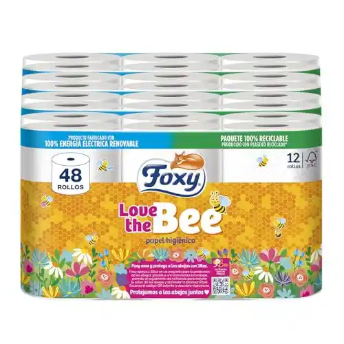 Papel higiénico 2x Foxy Love the Bee 48 rollos