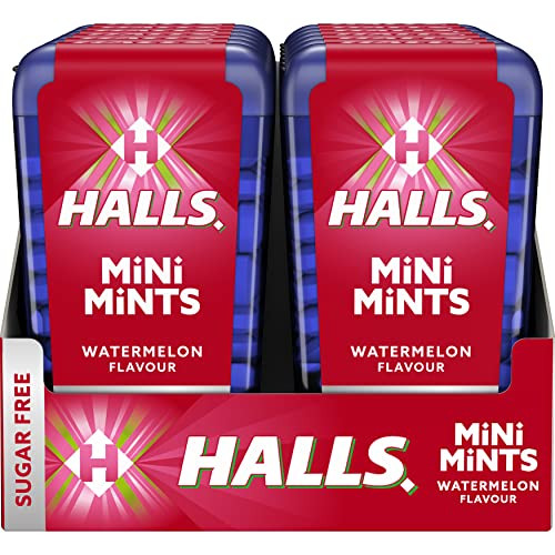 Paquete con 12 envases Halls Mini Mints - Caramelos comprimidos - Sabor Sandía