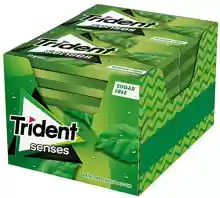 Paquete de 12x Trident Senses Spearmint- Chicles sin Azúcar con Sabor a Hierbabuena