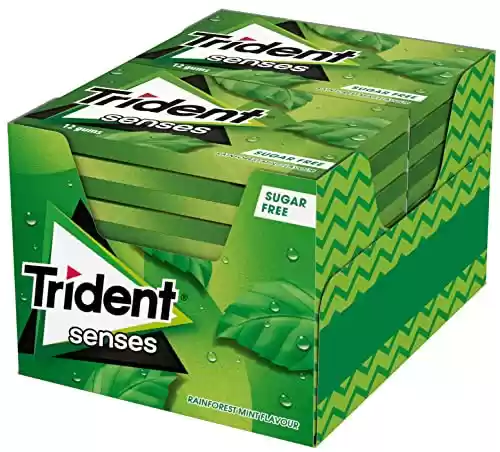 Paquete de 12x Trident Senses Spearmint- Chicles sin Azúcar con Sabor a Hierbabuena