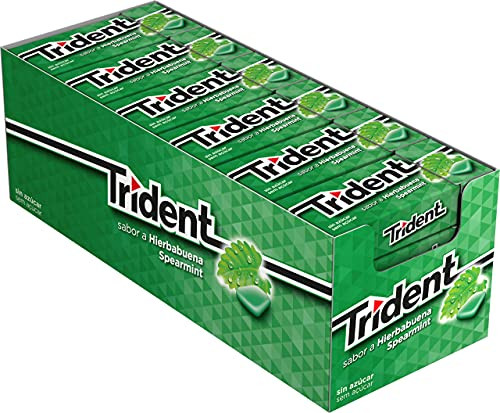 Paquete de 24 Envases Trident Fresh Gragea Hierbabuena - Chicles sin Azúcar con Sabor a Hierbabuena