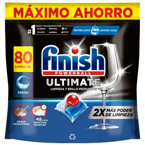 Pastillas para lavavajillas Finish Powerball Ultimate All in 1 (80 unidades)
