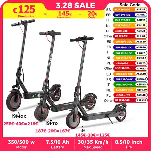 Patinete eléctrico iScooter i9 350W 30km/h (EMPIEZA 17 DE MARZO)