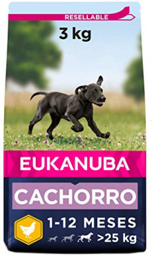 Pienso para perros cachorros de raza grande, rico en pollo fresco 3 kg Eukanuba