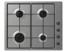 Placa de gas CANDY CHW6LBX/4U2 60cm Inox, 4 fuegos, adaptable a butano, seguridad llama